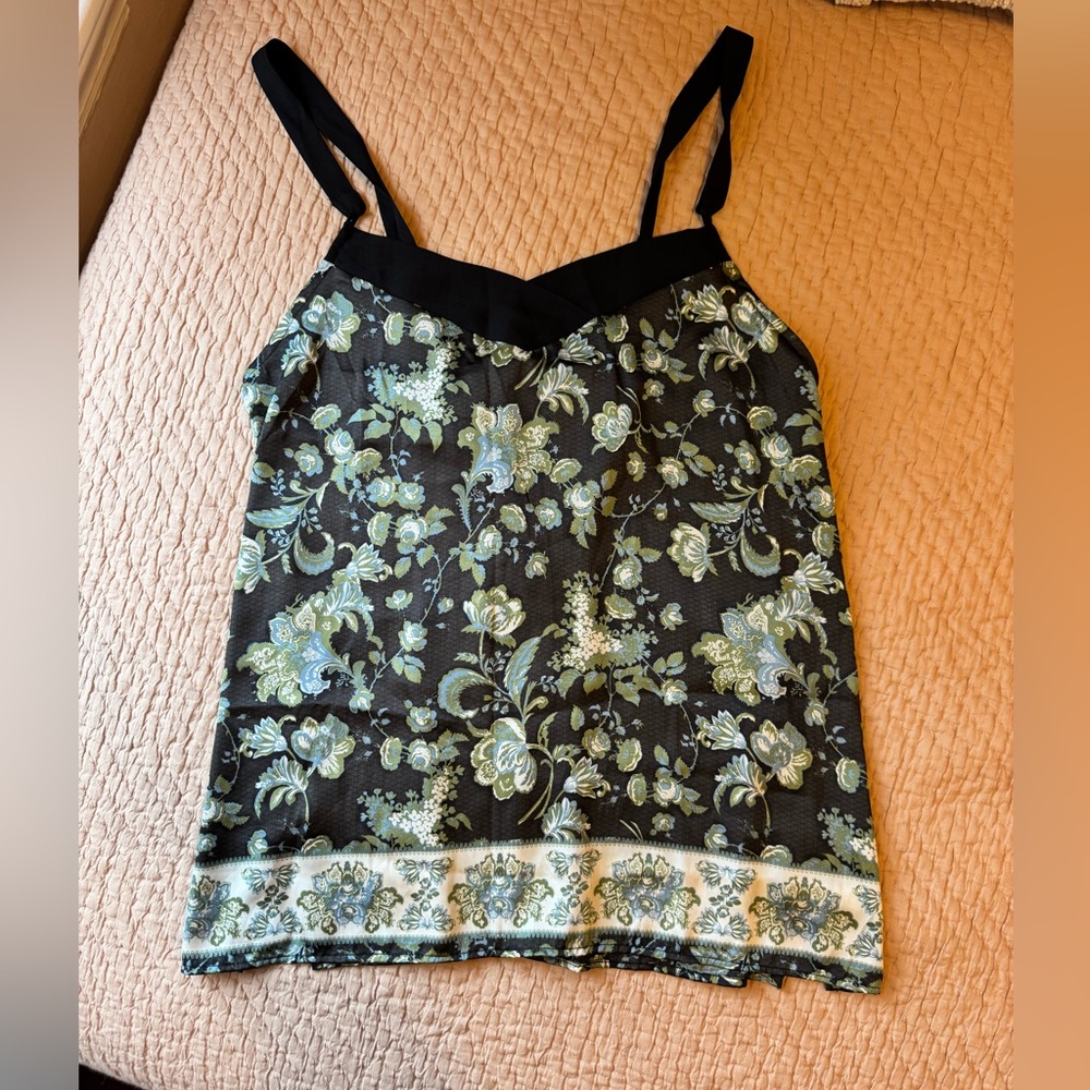 NWT Free People Solstice Floral Camisole Tank Top in Black, Size L, MSRP $58